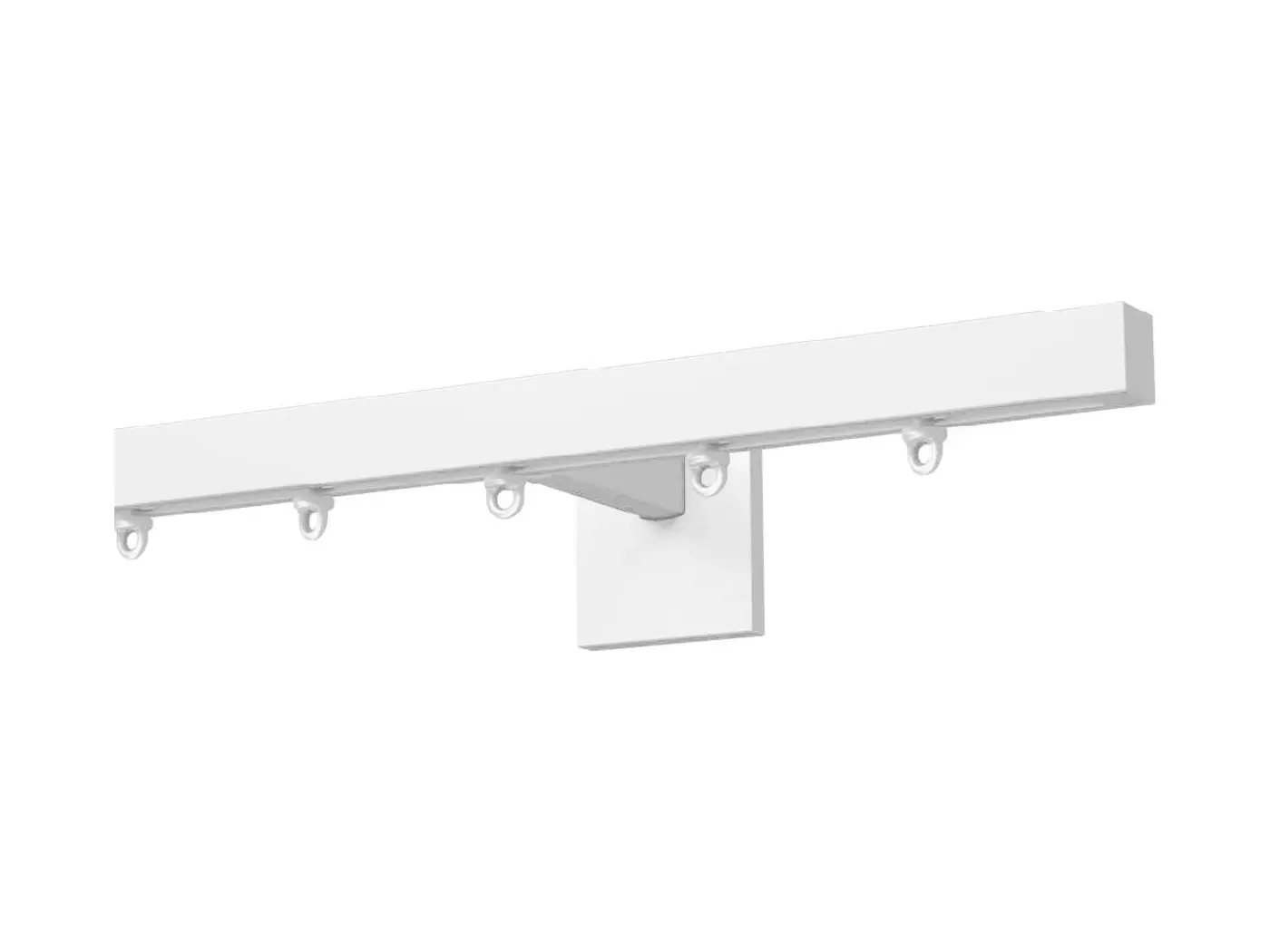 A discreet curtain track with gliders and a bracket
