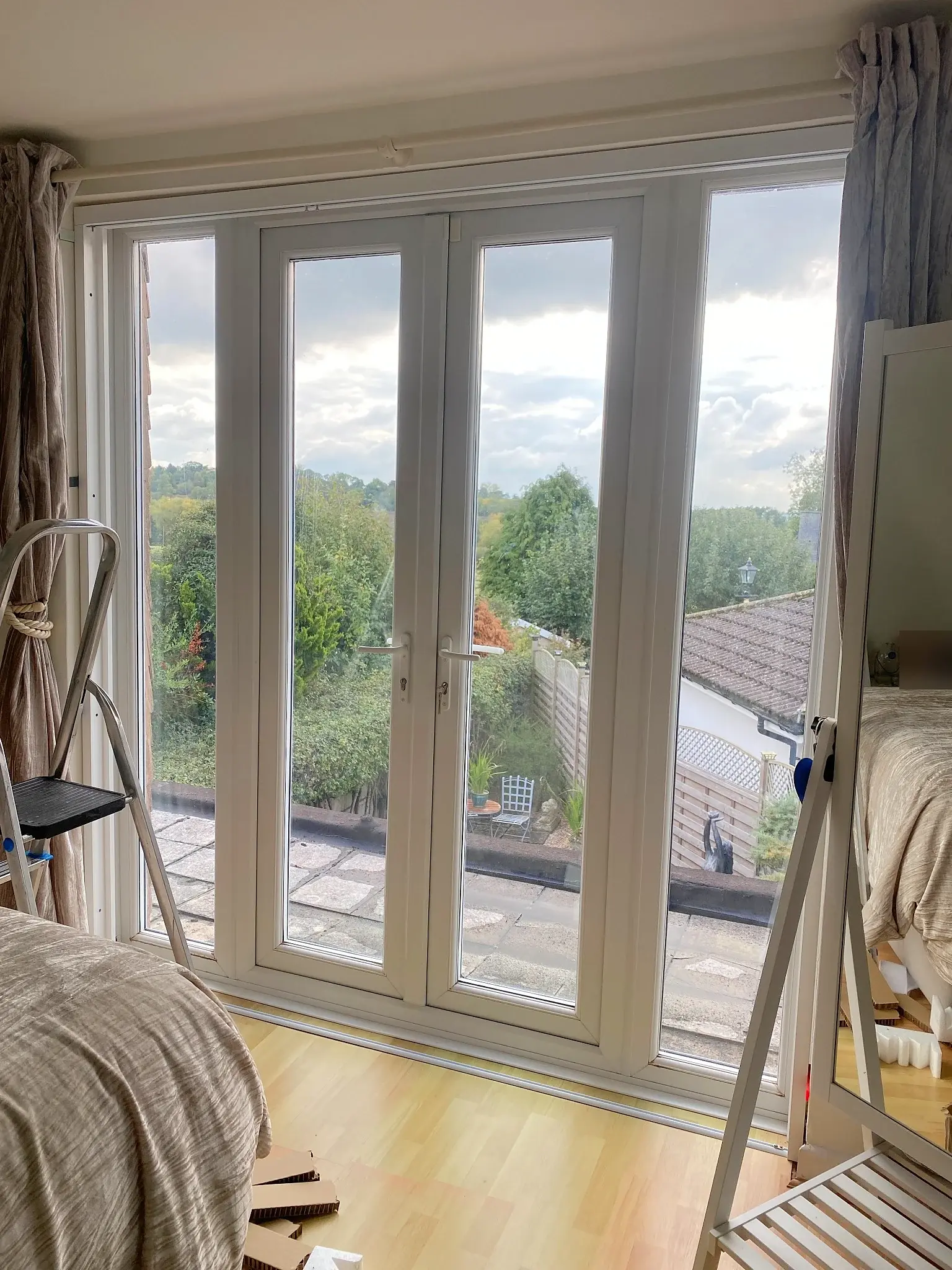 Glazed doors and side windows in Great Glen before the tracked shutters were fitted
