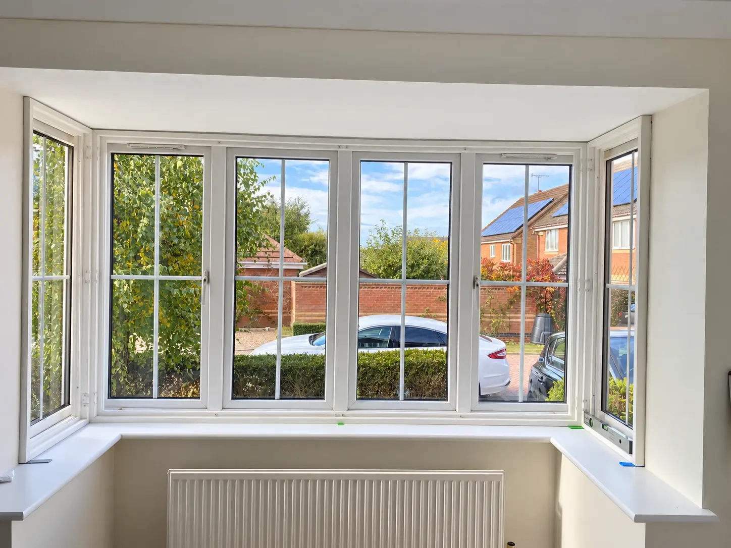 Box bay during installation with shutter frames fitted and panels not yet installed